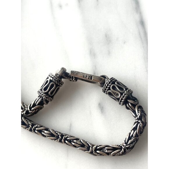 925 Sterling Silver Byzantine Chain Necklace & Multi-Strand Bracelet Set - Picture 3 of 6